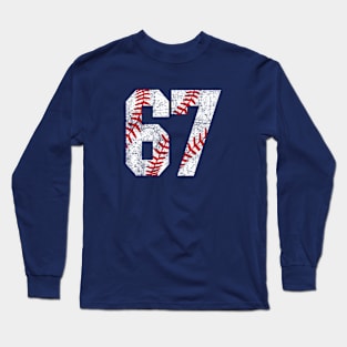 Vintage #67 Baseball Laces Baseball Mom Jersey Love Baseball Long Sleeve T-Shirt